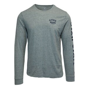 U State Aggies Logan UT Heathered Graphite Long-Sleeve T-Shirt Utah State